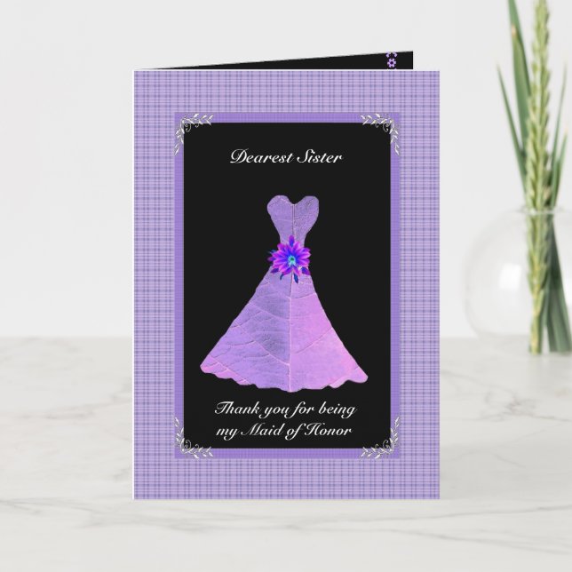 SISTER Maid of Honour Thank You - PURPLE Gown (Front)