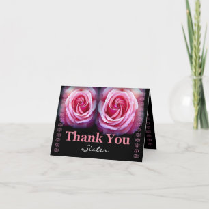 SISTER Maid of Honour Wedding Thank You Pink Roses Card
