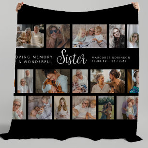 Sister Memorial 18 Photo Collage Fleece Blanket