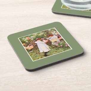 Sister, Mother's+Day, Girls in Flower Garden, Gift Coaster