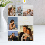 Sister Name or Relation 6 Photo Any Age Gold Foil  Greeting Card<br><div class="desc">Say happy birthday with a luxury gold foil photo card. The design has gold foil lettering on the front for the age, greeting and name or relation such as number 18 Happy Birthday Sister. Easy photo template for you to create a personalised photo collage with 6 of your favourite photos,...</div>