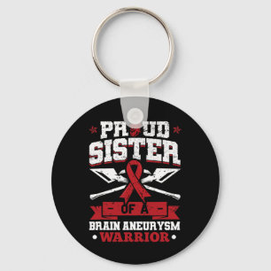 Sister Of A Brain Aneurysm Warrior Burgundy Ribbon Key Ring