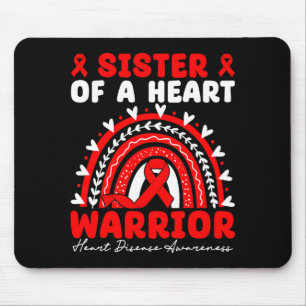 Sister Of A Heart Warrior Heart Disease Boho Rainb Mouse Pad