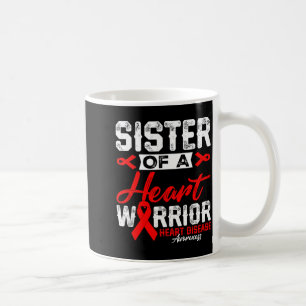 Sister Of A Heart Warrior Heart Disease Red Ribbon Coffee Mug