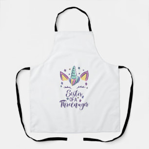 Sister Of A Threenager Girl 3rd Birthday Unicorn P Apron