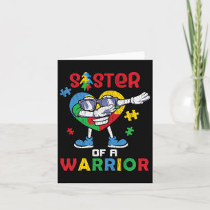 Sister Of A Warrior Autistic Kids Autism Awareness Card