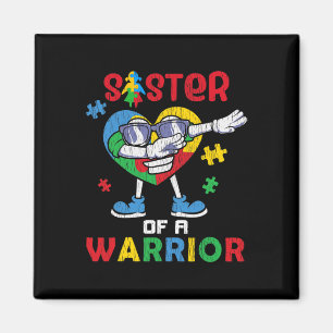 Sister Of A Warrior Autistic Kids Autism Awareness Magnet
