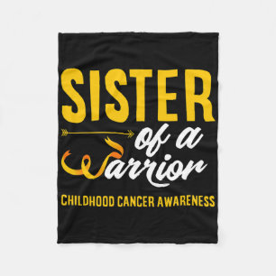 Sister Of A Warrior Brother Childhood Cancer Aware Fleece Blanket