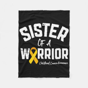 Sister Of A Warrior Childhood Cancer Awareness Gir Fleece Blanket