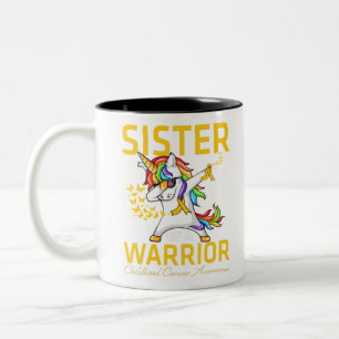 Sister Of A Warrior Childhood Cancer Awareness Two-Tone Coffee Mug