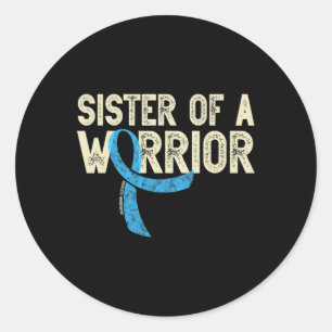 Sister Of A Warrior Diabetic Diabetes Awareness T1 Classic Round Sticker