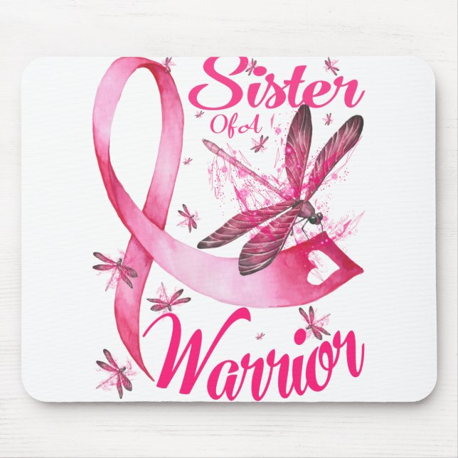 Sister Of A Warrior Dragonfly Breast Cancer Mouse Pad (Front)