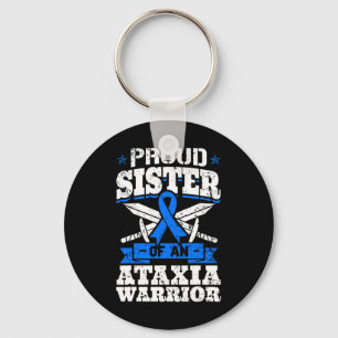 Sister Of An Ataxia Warrior Awareness Ribbon Dysta Key Ring