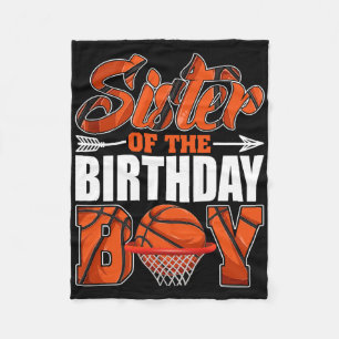 Sister Of Birthday Boy Sketll Matching Family Part Fleece Blanket