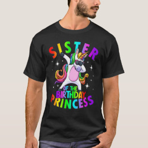 Sister of Birthday Princess Dabbing Unicorn Party T-Shirt