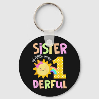 Sister Of Little Miss Onederful First Birthday Sun Key Ring