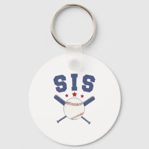 Sister of rookie 1st birthday baseball boy family key ring