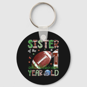 Sister Of The 1 Year Old Football 1st Birthday Boy Key Ring