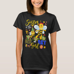 Sister Of The Bee Day Girl Flowers Bees Headband T-Shirt