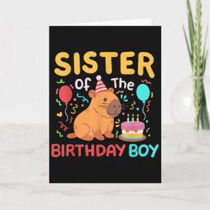 Sister Of The Birthday Boy Capybara Capy Kids Bday Card