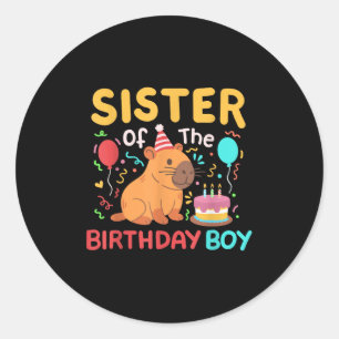 Sister Of The Birthday Boy Capybara Capy Kids Bday Classic Round Sticker