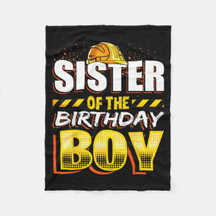 Sister of the Birthday Boy Construction Birthday Fleece Blanket