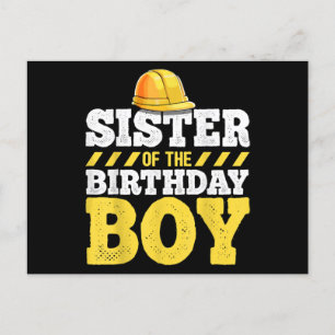 Sister of the Birthday Boy Construction Birthday Postcard