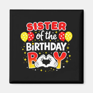 Sister of the birthday boy family matching dad mom magnet