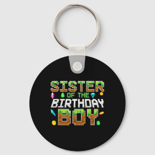 Sister Of The Birthday Boy Game Pixel Number Birth Key Ring