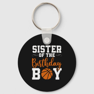 Sister of the birthday boy matching basketball bir key ring