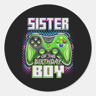 Sister Of The Birthday Boy Matching Family Video G Classic Round Sticker