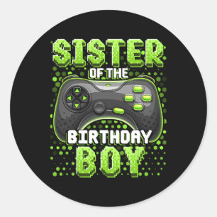 Sister Of The Birthday Boy Matching Video Game Bir Classic Round Sticker