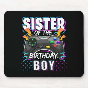 Sister Of The Birthday Boy Matching Video Game Bir Mouse Pad