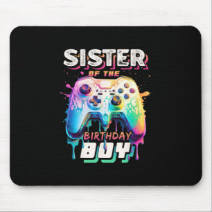 Sister Of The Birthday Boy Matching Video Game Bir Mouse Pad