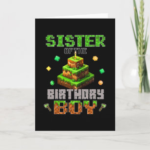 Sister Of The Birthday Boy Party Video Gamer Pixel Card