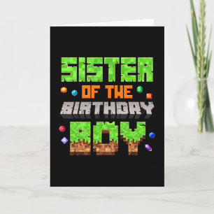 Sister Of The Birthday Boy Pixel Gaming Video Game Card