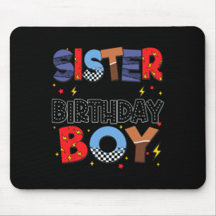 Sister Of The Birthday Boy Racing Car Family Party Mouse Pad