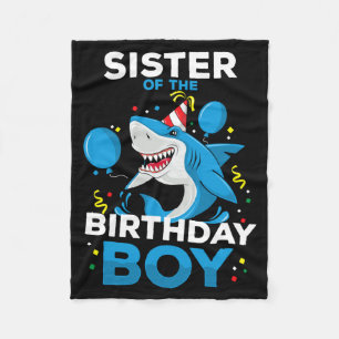 Sister Of The Birthday Boy Shark Ocean Theme Fleece Blanket