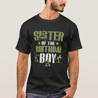 Sister of The Birthday Boy Shirt Army Camouflage S