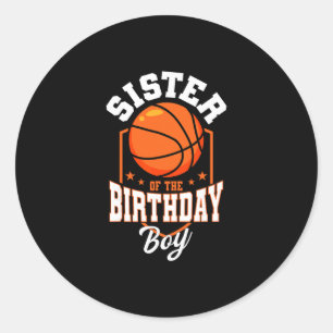 Sister Of The Birthday Boy Sketll Theme Bday Party Classic Round Sticker