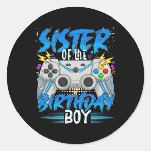 Sister Of The Birthday Boy Video Game Birthday Gam Classic Round Sticker