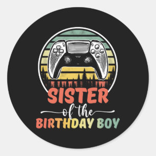 Sister Of The Birthday Boy Video Gamer Matching Fa Classic Round Sticker