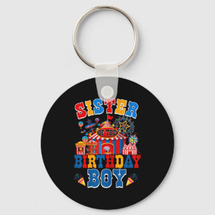 Sister of the birthday for boy circus carnival key ring