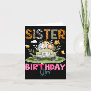 Sister of The Birthday Girl Safari Jungle Animals Card