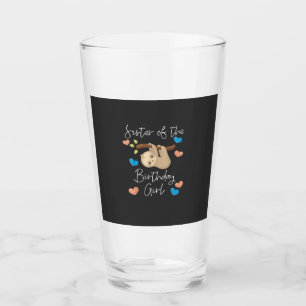 Sister of the Birthday Girls Sloth B-Day Party T-S Glass