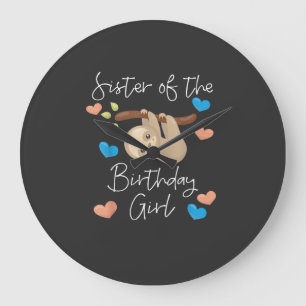 Sister of the Birthday Girls Sloth B-Day Party T-S Large Clock