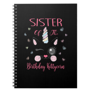 Sister Of The Birthday Kittycorn Princess Girl Par Notebook