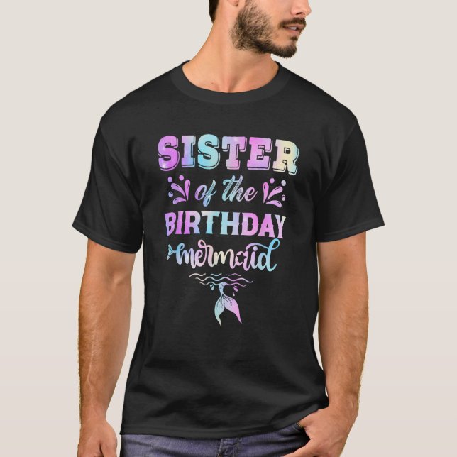 Sister Of The Birthday Mermaid Family Matching Par T-Shirt (Front)