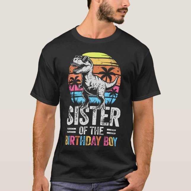 Sister Of The Birthday Party Dinosaur T-Shirt (Front)