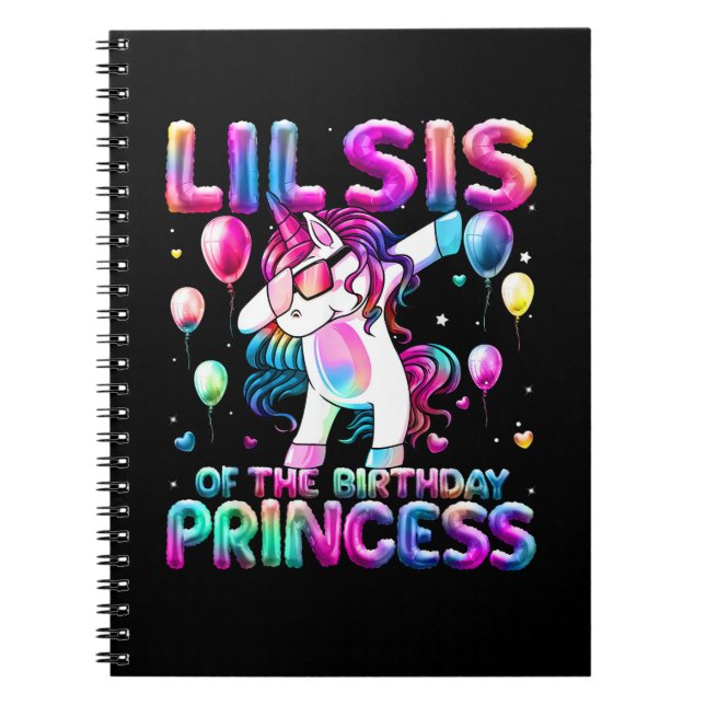 Sister of the Birthday Princess Girl Dabbing Unico Notebook (Front)